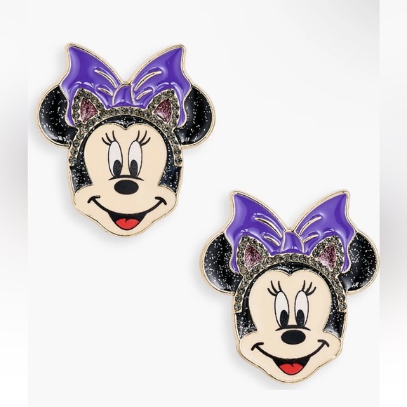 Disney X Baublebar Halloween Minnie Mouse Wearing Purple Kitty Ears Stud Earring - Picture 1 of 6